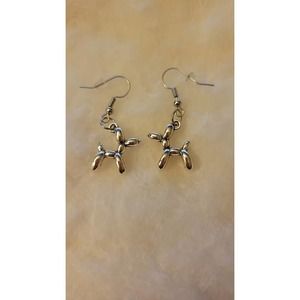 Mini silver balloon dog earrings